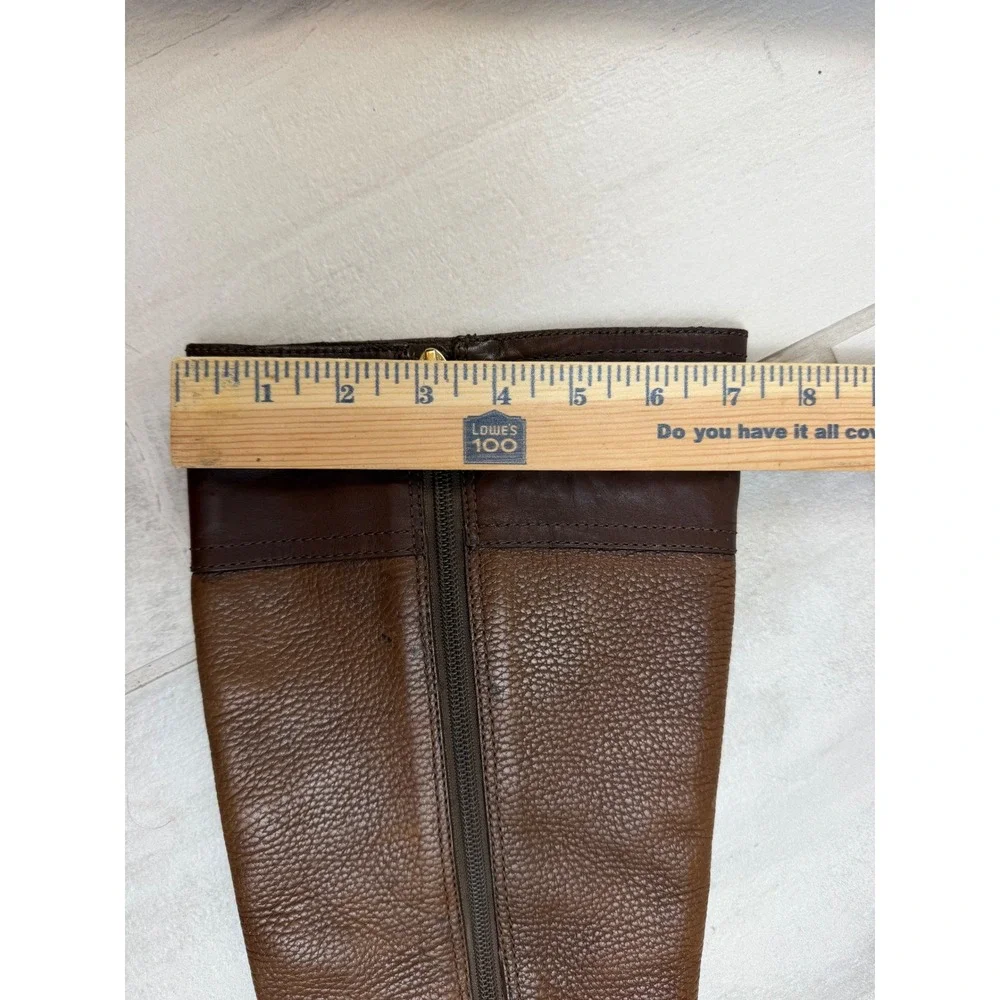 Tory Burch Julian Tall Riding Boots Brown Pebbled Leather Knee Size 9M